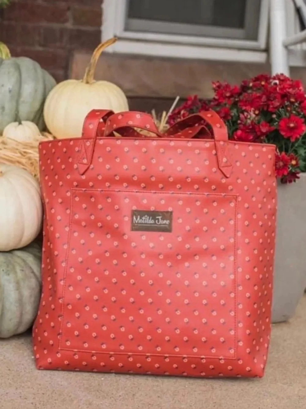 Matilda Jane Coral Tote with Tiny Dot Print